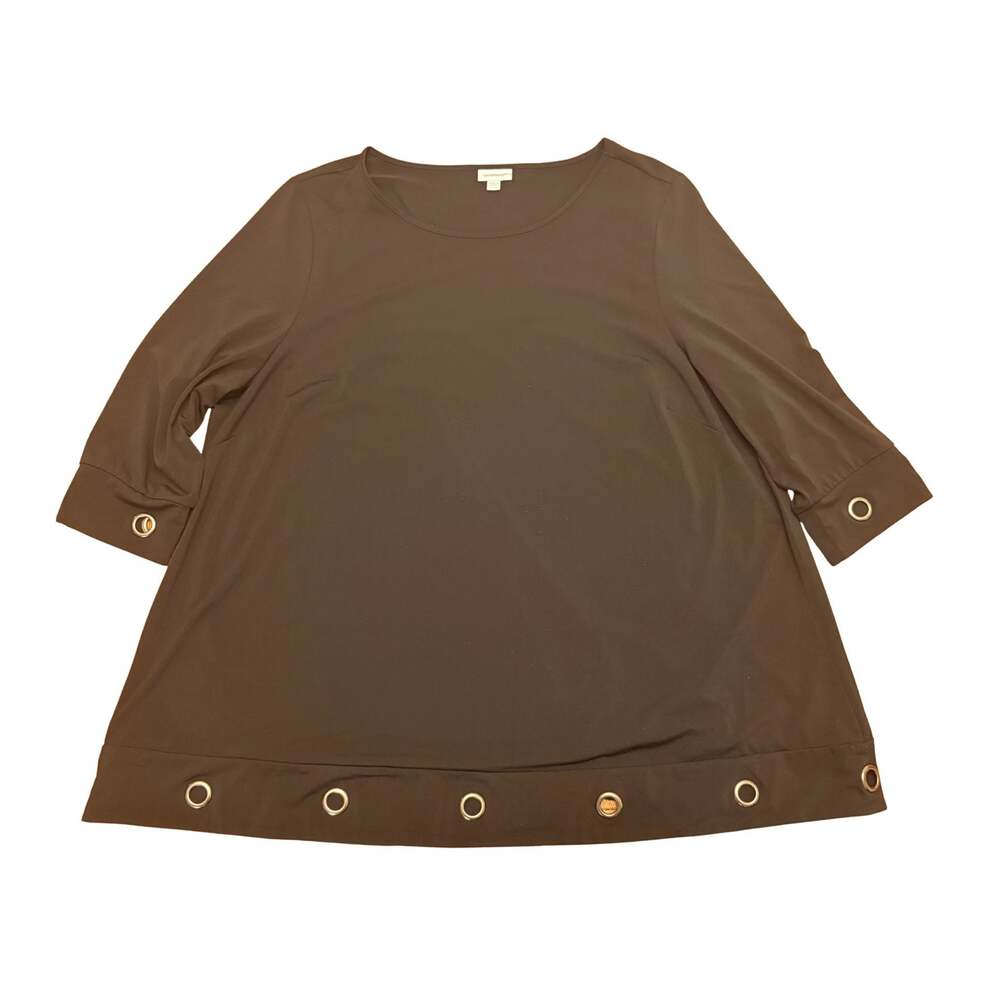 Avenue Plus Size Black Silver Grommet Hem Tunic Top 3X